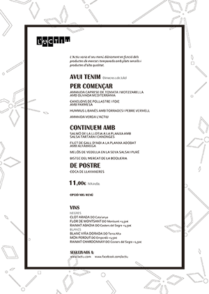 L'Actiu Restaurant menú